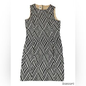Anne Klein Black and Cream Geometric  Dress Size 12